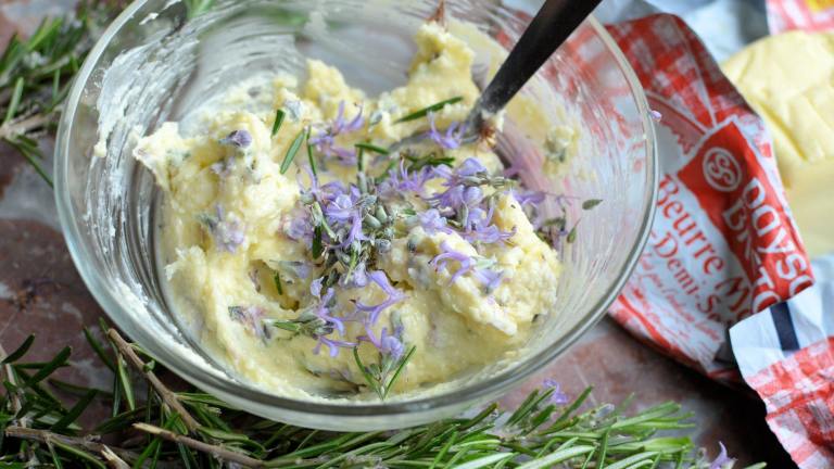 Butter With Rosemary or Other Edible Flowers Created by French Tart