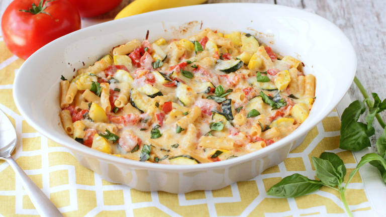 Baked Ziti and Summer Vegetables Created by DeliciousAsItLooks