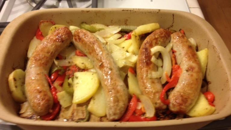 Jeannes's Baked Sausage With Peppers & Potatoes created by abchef