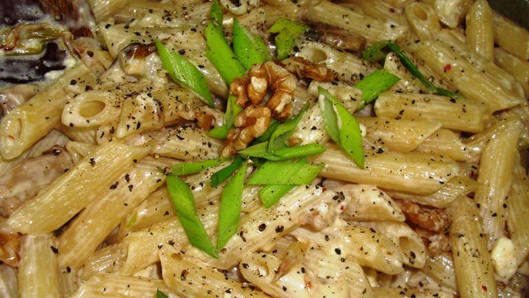 Penne Pasta With Walnuts Green Onions and Goat Cheese Created by Karen Elizabeth