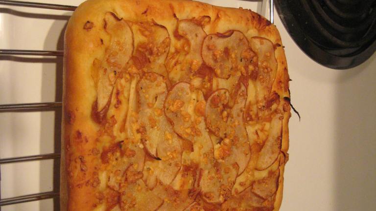 Focaccia With Caramelized Onions, Pear and Blue Cheese Created by landaun