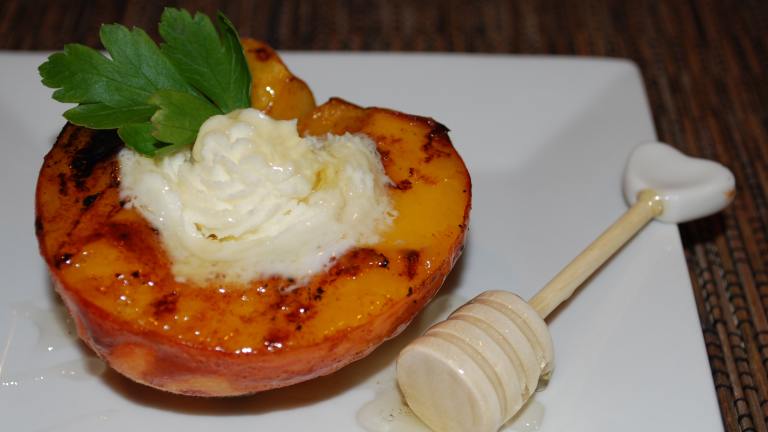 Grilled Rum Peaches With Mascarpone Cheese & Orange Blossom created by Cheese Please
