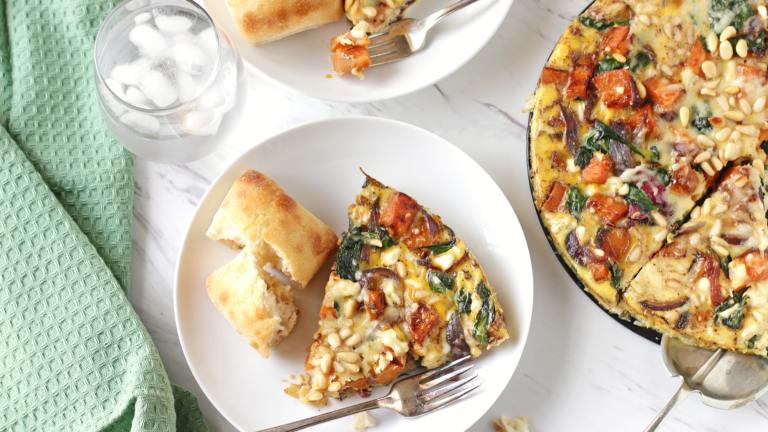 Feta, Sweet Potato and Spinach Crustless Quiche (Gluten-Free) Created by DeliciousAsItLooks