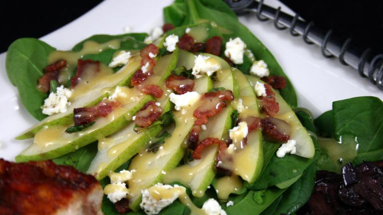 Spinach Pear Salad W/Bacon and Honey Dijon Dressing Created by Tinkerbell