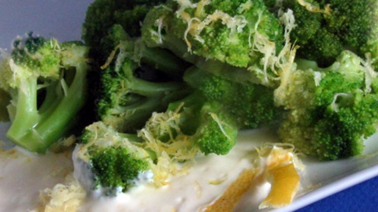 Broccoli with Creamy Lemon sauce Created by Caroline Cooks
