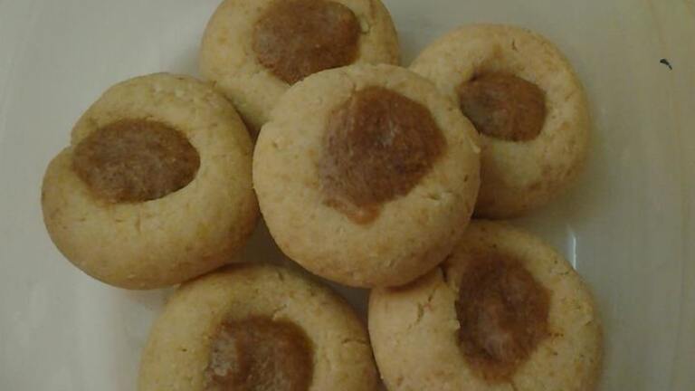 Honey Almond Thumbprint Cookies Created by MamaCoco