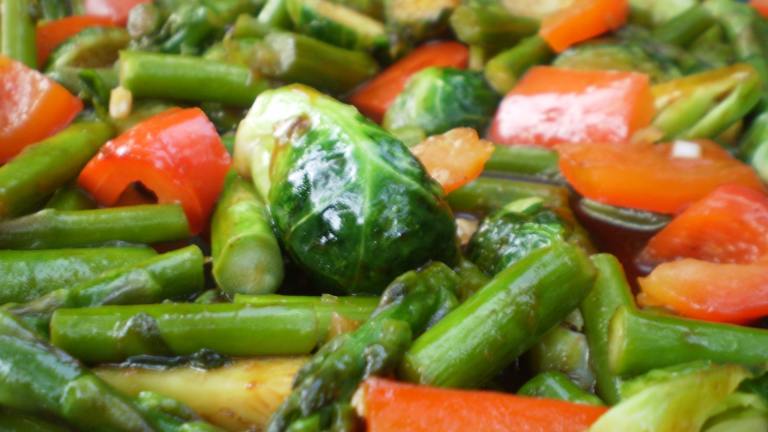 Brussels Sprouts, Asparagus & Bell Pepper Medley Created by breezermom