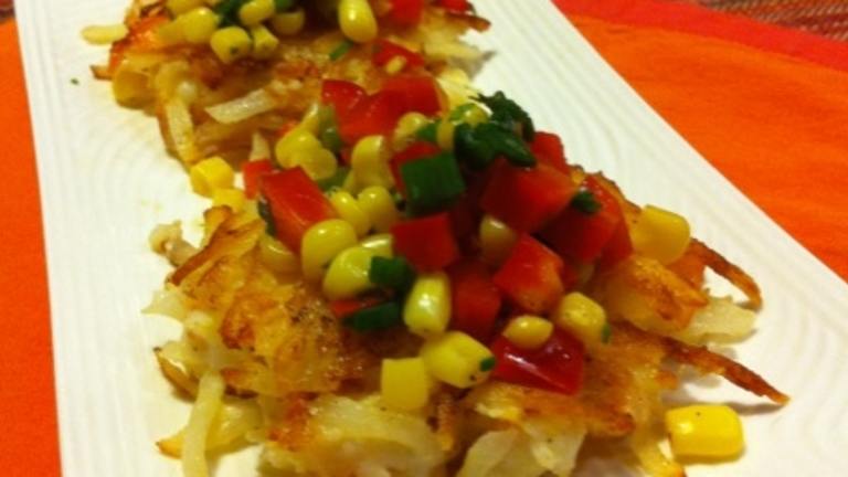 Lemony Shrimp and Potato Cakes With Tricolor Salsa created by aeht206