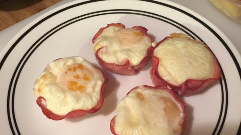 Baked Egg in Ham Cups With Parmesan and Green Onion Created by Dragonshad