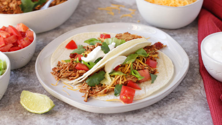 Crock Pot Chicken Tacos Created by DeliciousAsItLooks