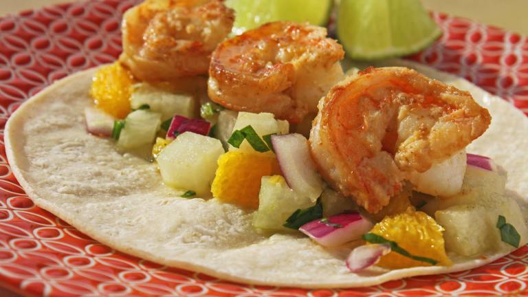 Tequila Lime Shrimp Tacos With Orange Jicama Salsa Created by Simply Fresh Cooking
