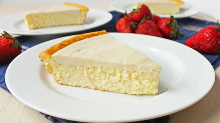 Grandma's Crustless Baked Cheesecake Pie created by Simply Fresh Cooking