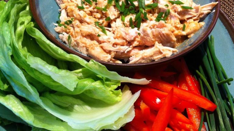 Crockpot Peanut Thai Chicken Lettuce Wraps Created by Annikki