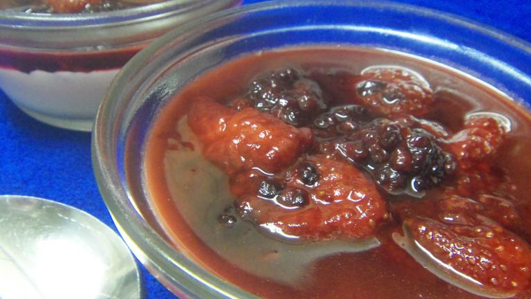 Greek Yogurt With Warm Berry Sauce Created by alligirl