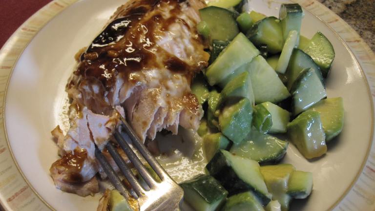Soy Glazed Salmon With Cucumber Avocado Salad created by CaliforniaJan