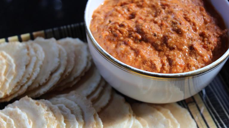 Roasted Red Pepper, Almond, and Garlic Dip created by Leggy Peggy