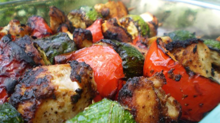 Pollo Moruno With Grilled Vegetables (Spanish Chicken Skewers) Created by breezermom