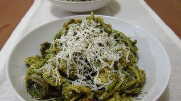 Orecchiette With Pesto, Broad Beans and Italian Sausage Created by TalesoftheKitchen