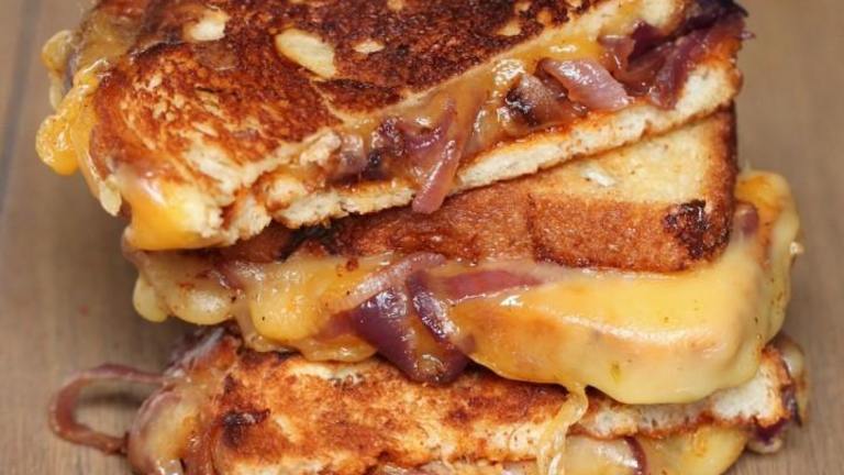 Sweet and Spicy Caramelized Onion & BBQ Grilled Cheese created by RingFingerTanLine