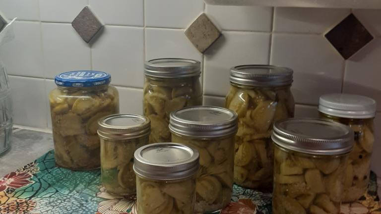 Homemade Spicy Pickled Green Tomatoes Created by MamaKitty