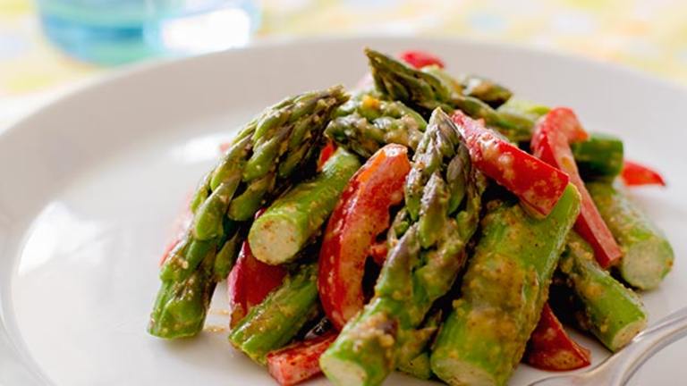 Asparagus With Almond Butter Sauce Created by InnerHarmonyNutriti