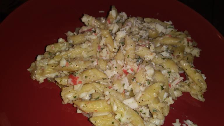 Crab Pasta in a Creamy Garlic White Wine Sauce Created by Misty L.