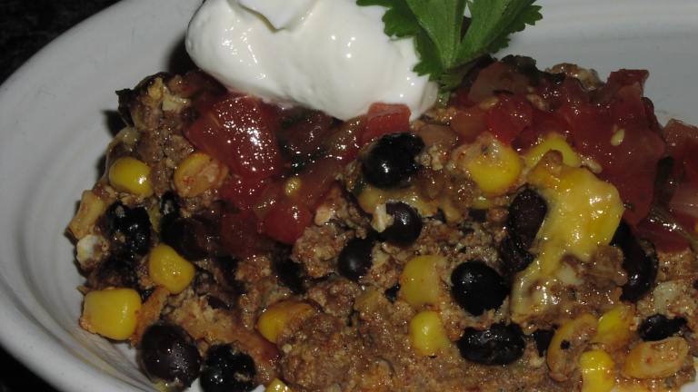 Nacho Pie With Spicy Taco Meat, Black Beans & Corn created by teresas