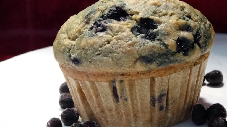 Skinny Banana Blueberry Muffins Created by Wish I Could Cook