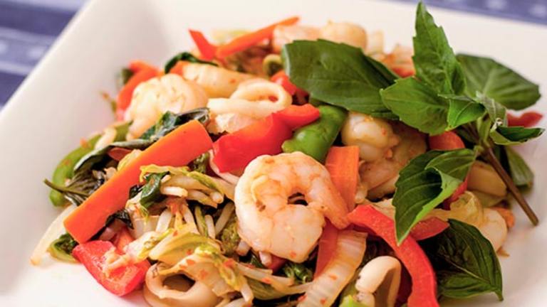 Seafood Hot Pepper Stir Fry With Thai Basil (Pudt Prig) Created by InnerHarmonyNutriti