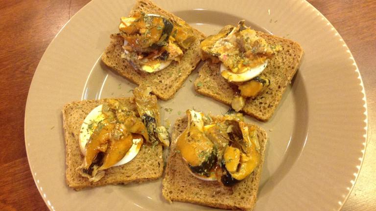 Open-Face Sardine and Egg Sandwich Created by Miss Fannie