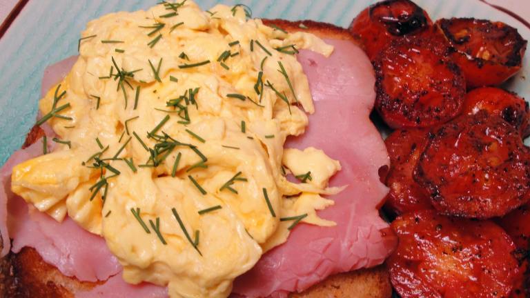 Open-Face Danish Ham and Egg Sandwich Created by Debbwl