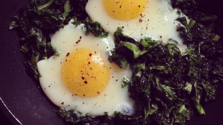Creamed Kale & Eggs Created by gourmet bachelor