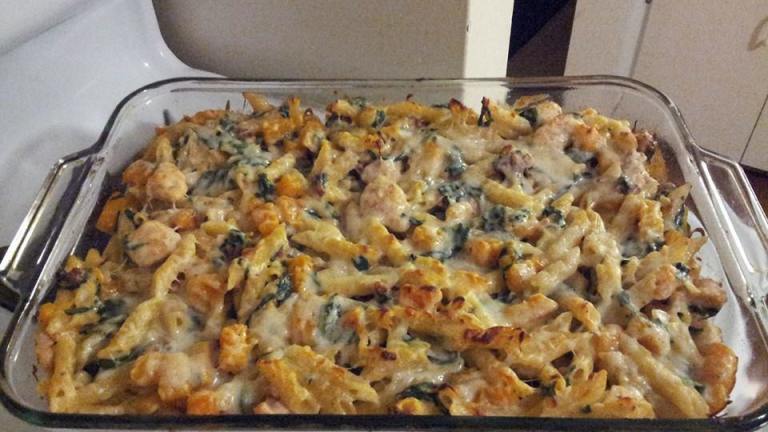 Butternut Squash Penne With Chicken, Bacon and Spinach created by LizzyGirl09