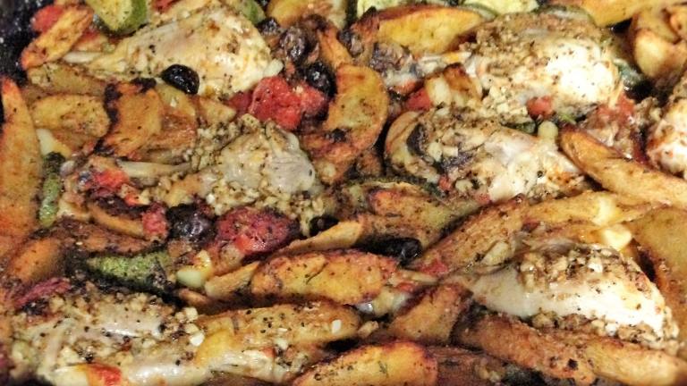 Tuscan Roast Chicken With Tomatoes, Zucchini and Olives Created by ForeverMama
