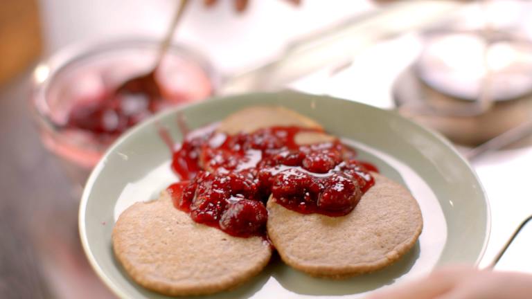 Oat Pancakes With Raspberries & Honey Created by Nigella Lawson