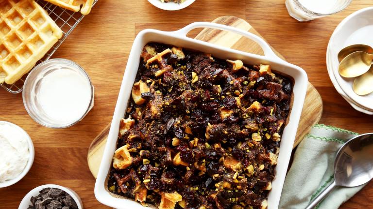 Stranger Things Chocolate Waffle Bread Pudding Created by Food.com