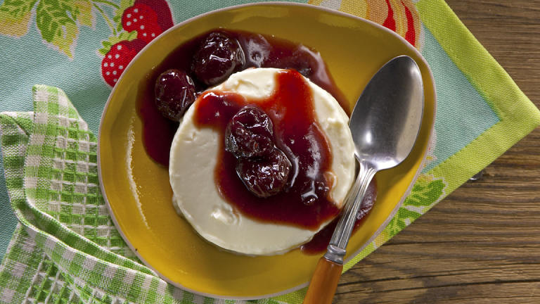 Almond Panna Cotta With Cherry Compote created by Food.com