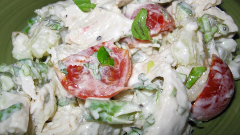 Potato Chicken Salad with a Basil Parsley Mayonnaise Created by threeovens