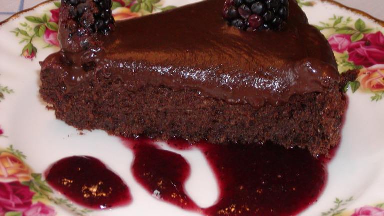 Decadent Chocolate Cake on a Bed of Raspberry Sauce Created by Rita1652