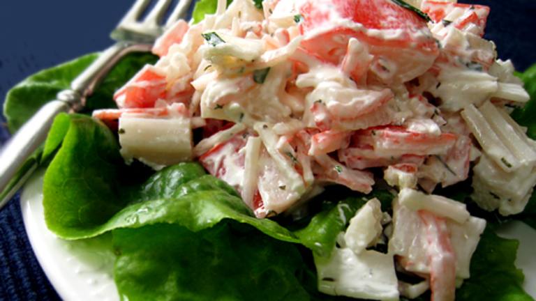 Crab-Cucumber Salad in Tomato Cups created by Caroline Cooks