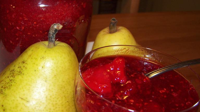 No-Cook Raspberry Pear Jam created by Elly in Canada