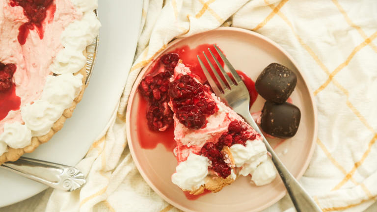 Easy Raspberry Cream Cheese Chiffon Pie Created by Probably This