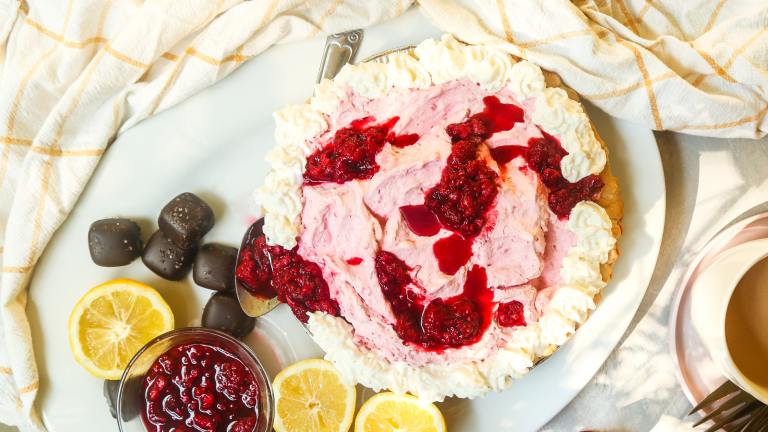 Easy Raspberry Cream Cheese Chiffon Pie created by Probably This