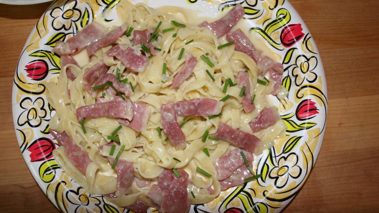 Fettuccine with Ham and Cream Created by kymgerberich