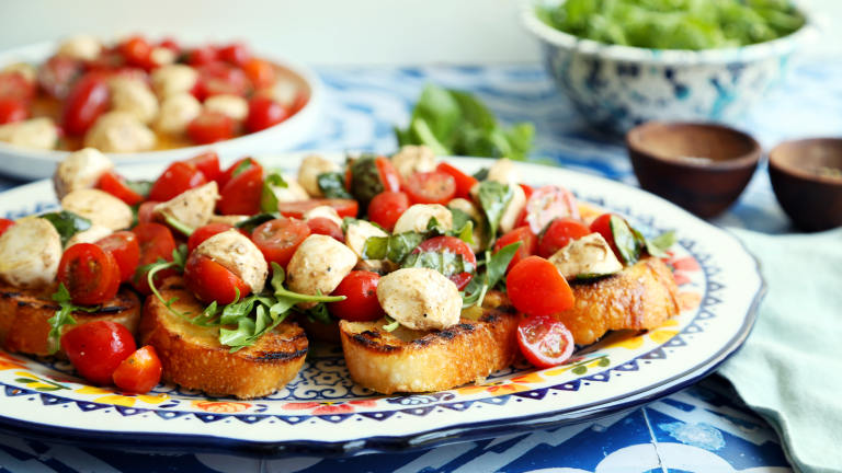 Cherry Tomato, Bocconcini and Basil Bruschetta created by Jonathan Melendez