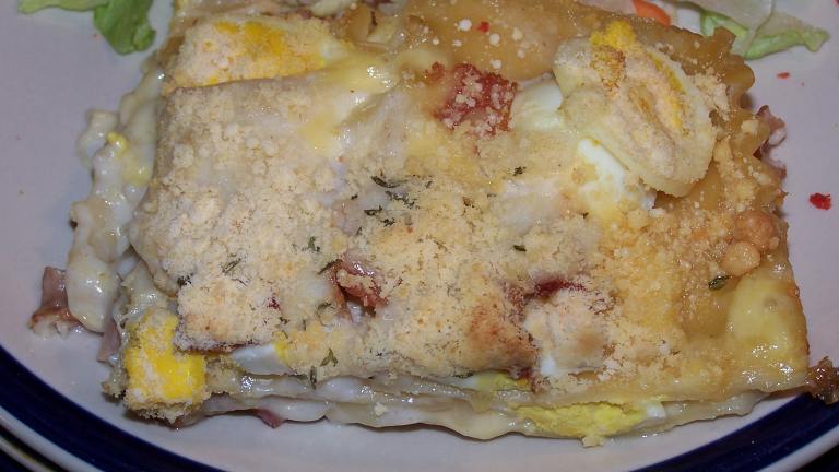 Bacon and Egg Lasagna Created by barefootmommawv