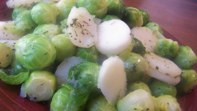 Brussels Sprouts & Water Chestnuts Created by Parsley