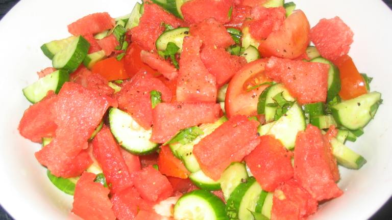 Watermelon, Cucumber and Tomato Salad created by Missy Wombat