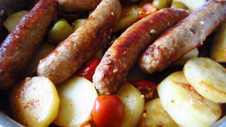 Italian Sausage and Potatoes with Vinegar Peppers Created by gailanng
