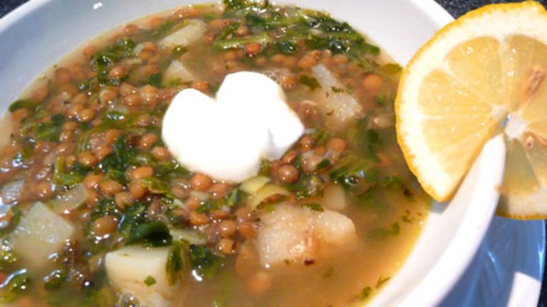 Spinach, Lemon and Lentil Soup Created by Outta Here